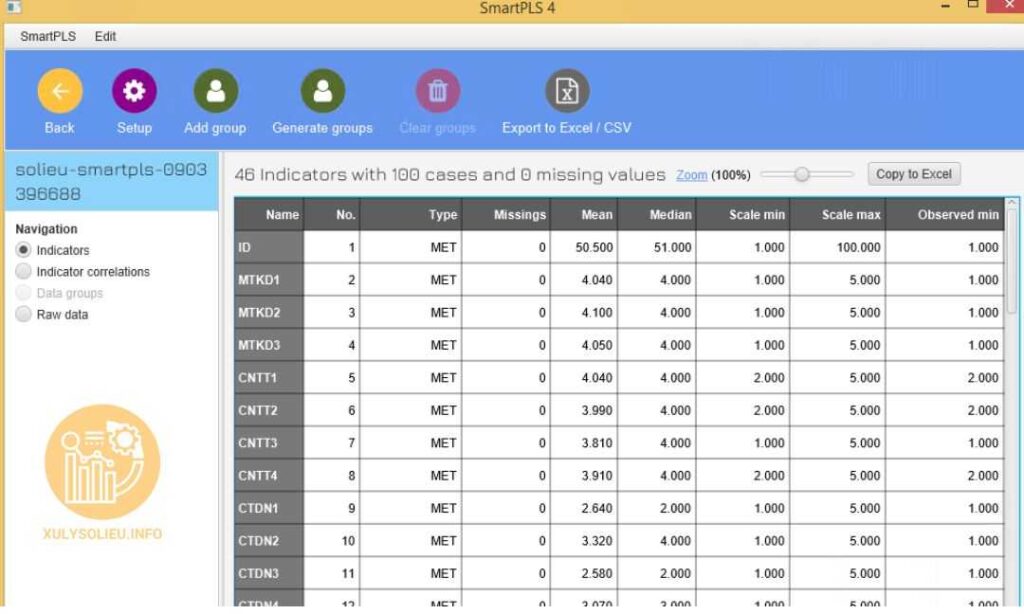 Nhập dữ liệu vào SmartPLS 4 4