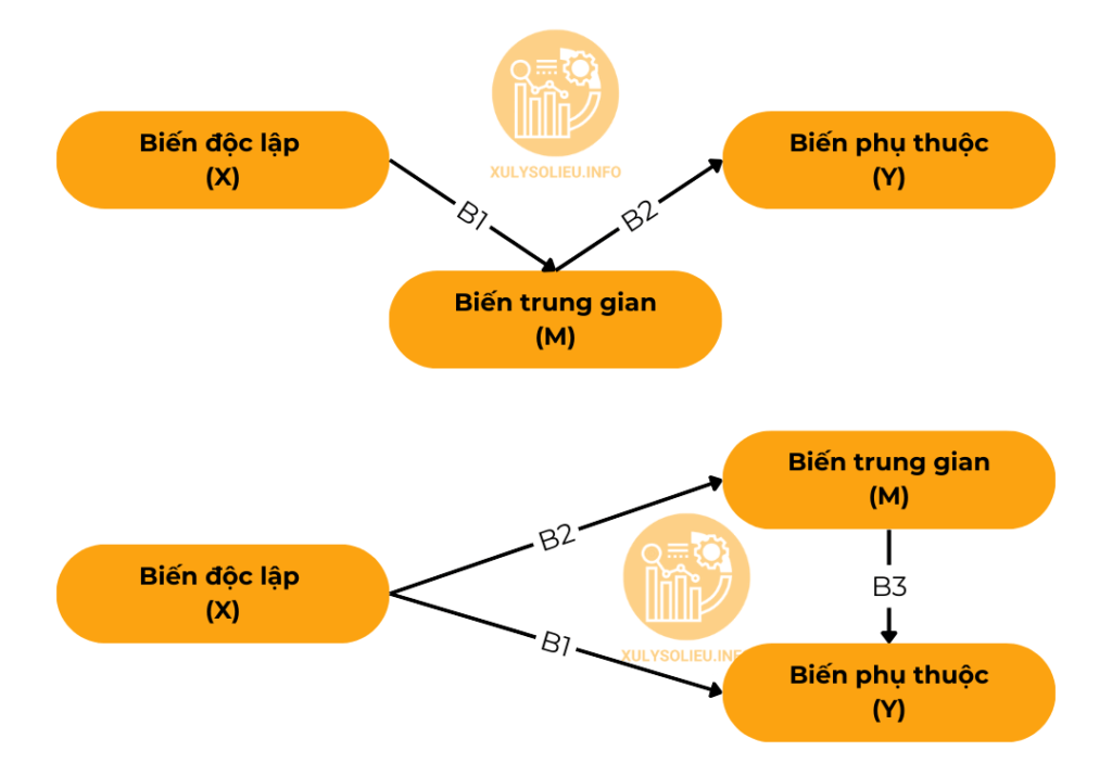 Cách phân tích biến trung gian mediator trong AMOS mô hình biến trung gian (1)