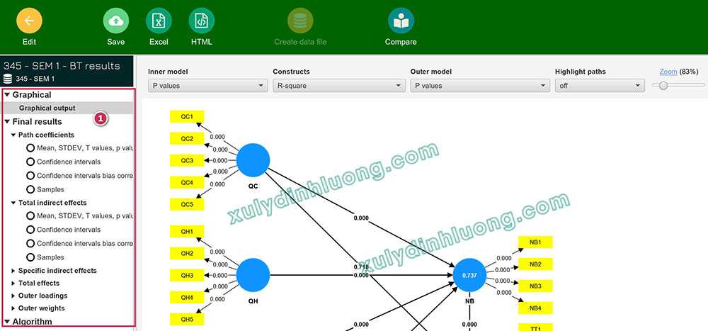 Phân tích PLS-SEM algorithm và Bootstrap trong SMARTPLS 4