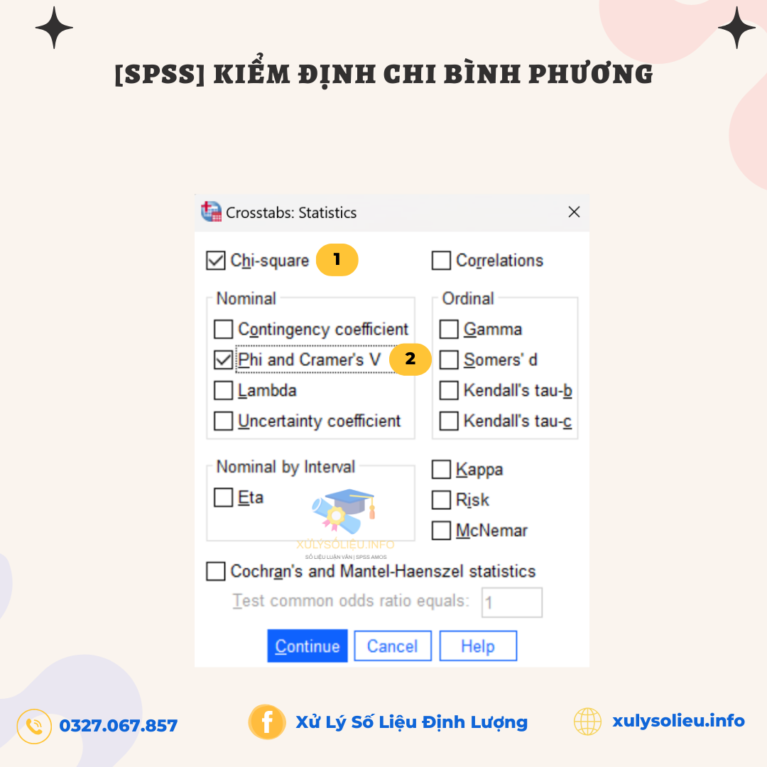 Kiểm định Chi bình phương Chi-Square test trong SPSS 27 Nhấp vào các tùy chọn Statistics