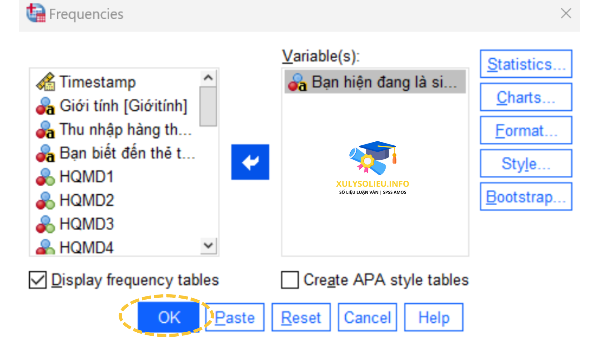 4 loại thang đo cơ bản trong SPSS: Thang đo định danh, thang đo thứ bậc, thang đo khoảng, thang đo tỷ lệ Chọn OK để hoàn tất