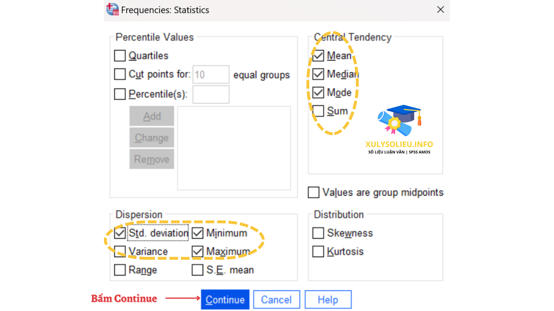 4 loại thang đo cơ bản trong SPSS: Thang đo định danh, thang đo thứ bậc, thang đo khoảng, thang đo tỷ lệ Đánh dấu vào các phép toán thống kê cần phân tích