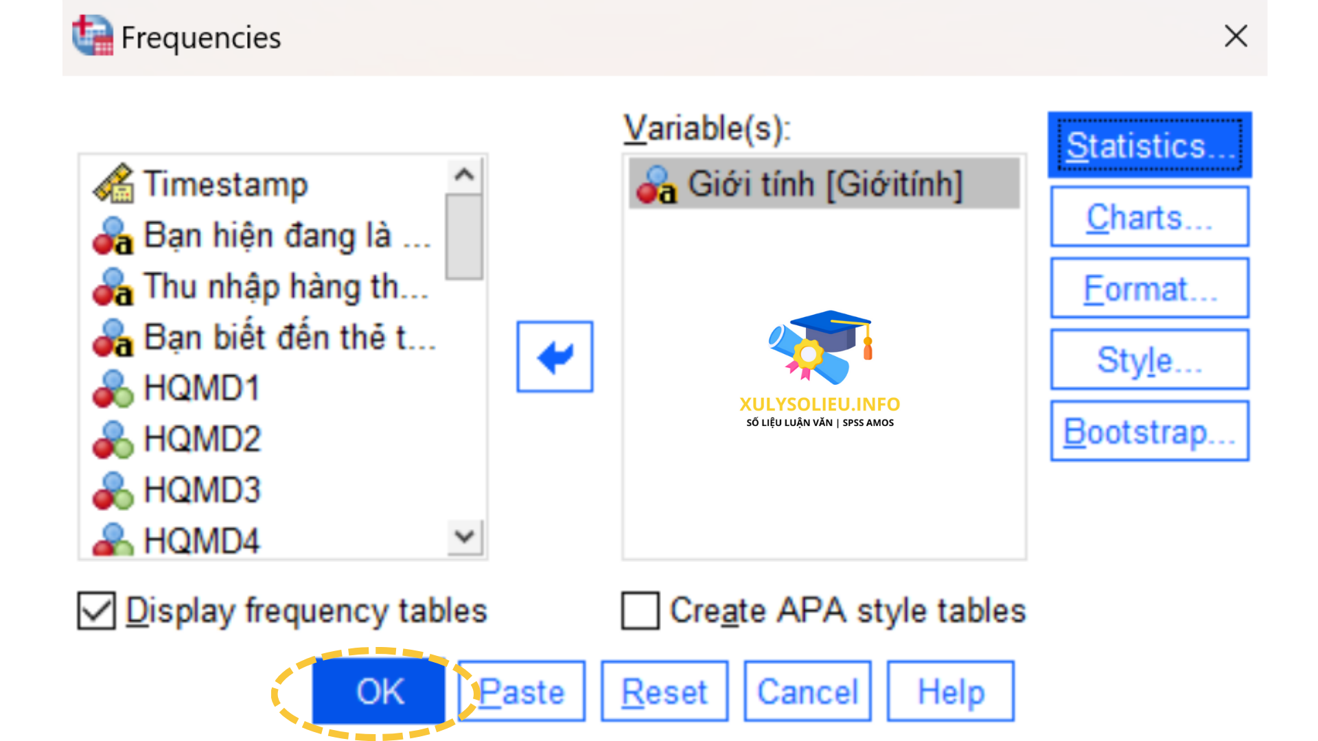 4 loại thang đo cơ bản trong SPSS: Thang đo định danh, thang đo thứ bậc, thang đo khoảng, thang đo tỷ lệ Bấm vào OK để hoàn tất thao tác