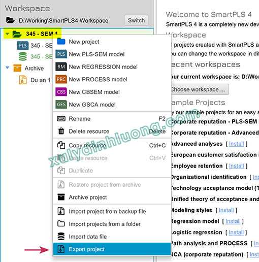 Vẽ mô hình, xuất nhập dự án trên SMARTPLS 4 15