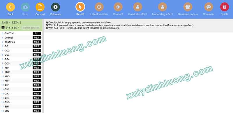 Vẽ mô hình, xuất nhập dự án trên SMARTPLS 4 3