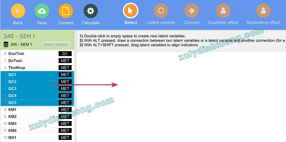 Vẽ mô hình, xuất nhập dự án trên SMARTPLS 4 5