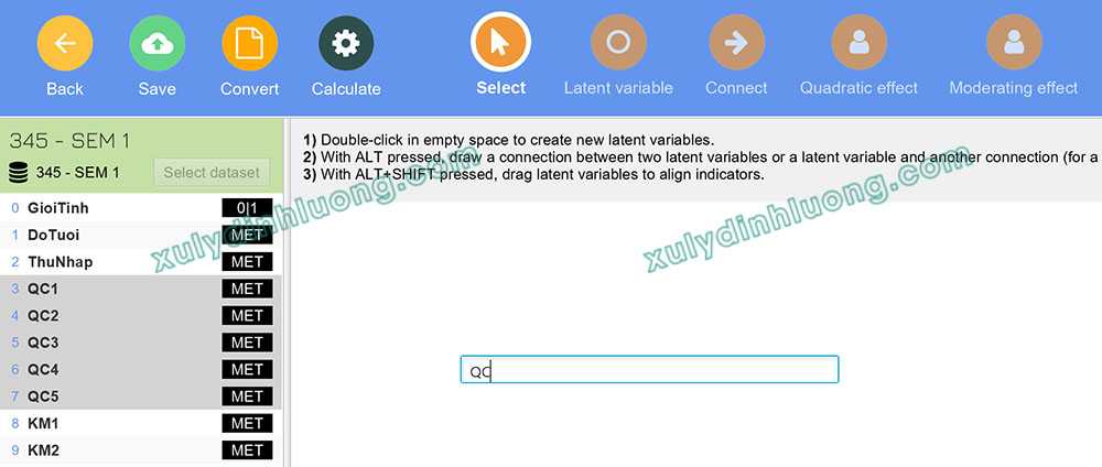 Vẽ mô hình, xuất nhập dự án trên SMARTPLS 4 6