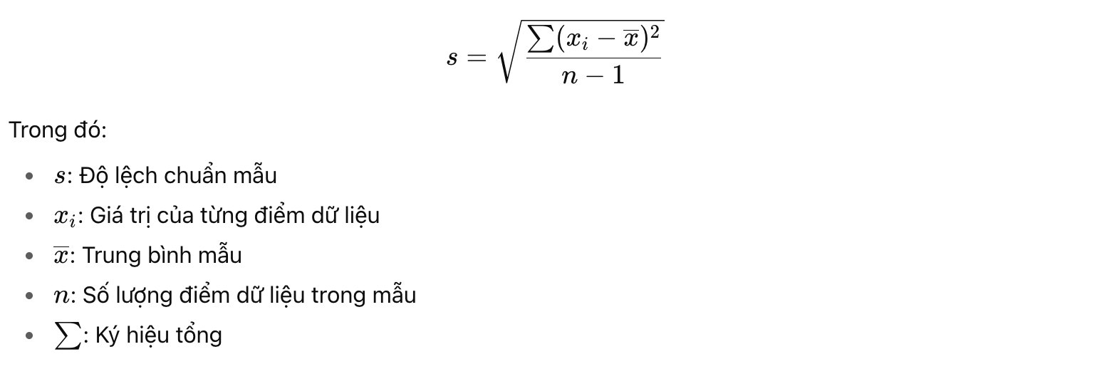 Tính Độ Lệch Chuẩn Mẫu
