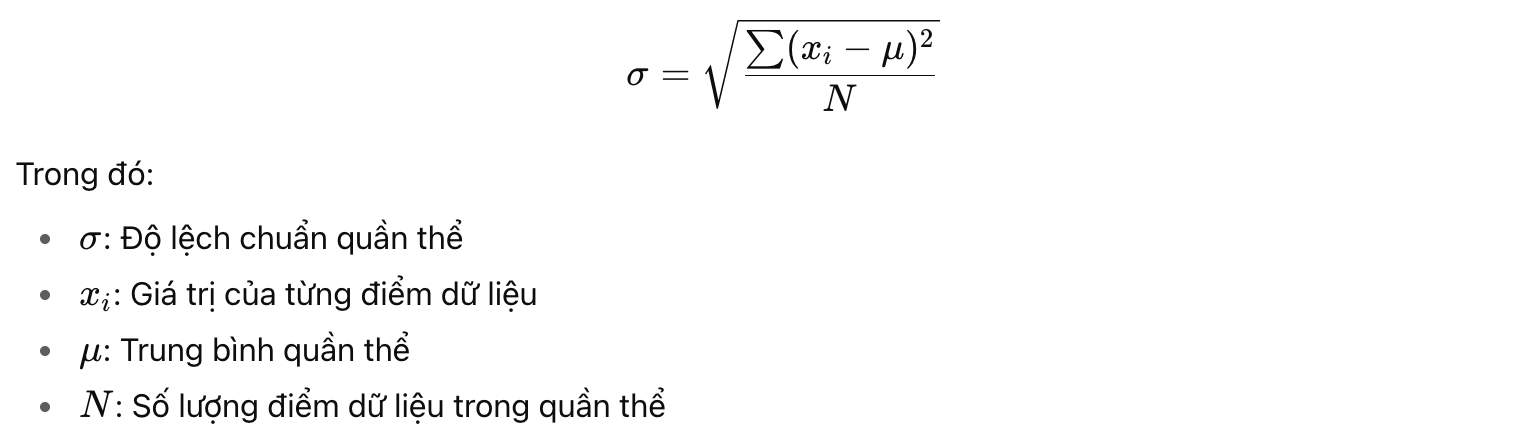 Tính Độ Lệch Chuẩn Quần Thể