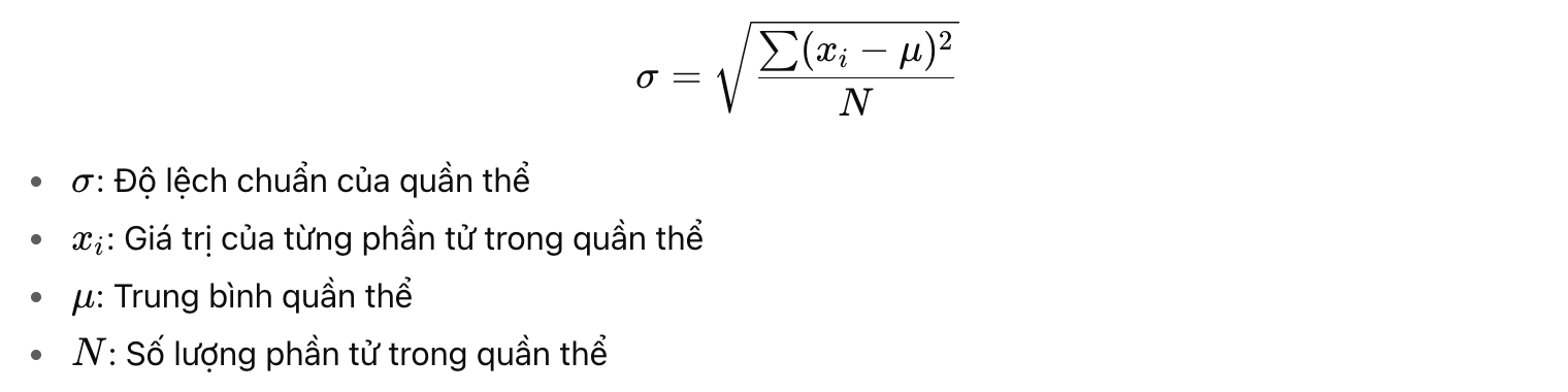 tính độ lệch chuẩn tổng thể