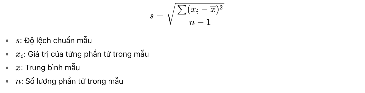 tính độ lệch chuẩn mẫu