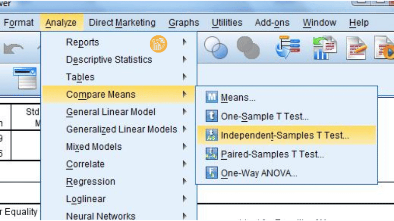 Analyze-→-Compare-Means-→-Independent-Samples-T-Test