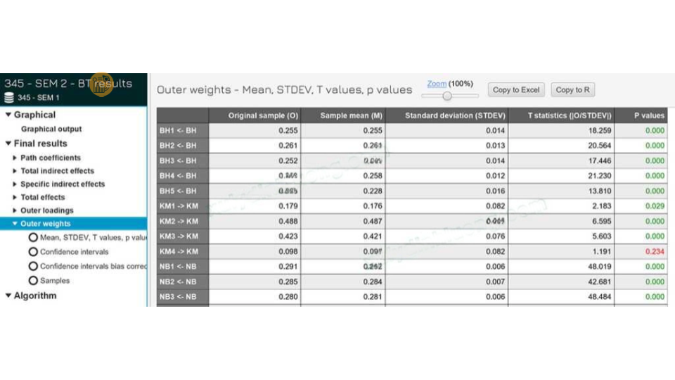 Hướng dẫn SmartPLS 4: Phân tích mô hình đo lường Đánh giá Outer Weights của thang đo nguyên nhân (formative) trên smartpls 4.