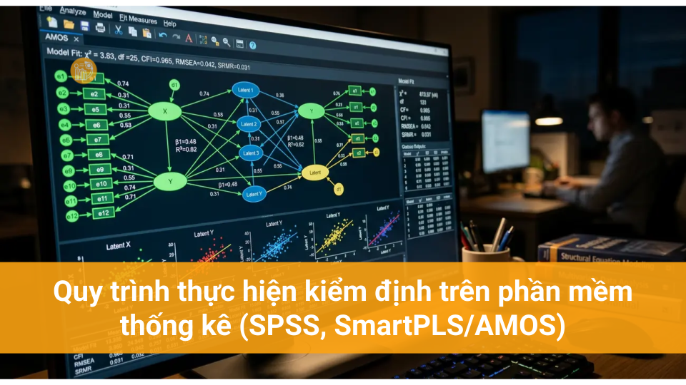 Mục tiêu nghiên cứu trong phân tích dữ liệu Quy trình thực hiện kiểm định trên phần mềm thống kê (SPSS, SmartPLS/AMOS)